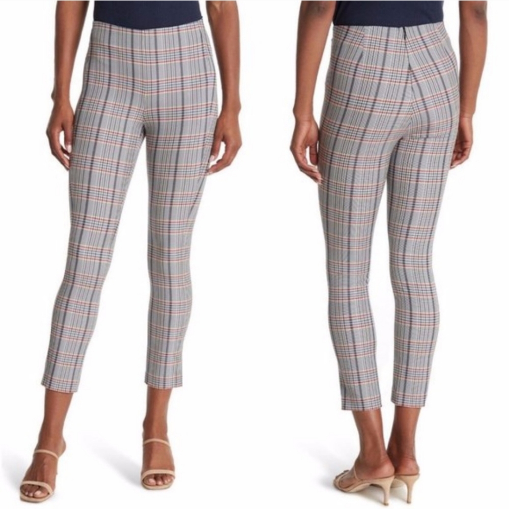 Rag & Bone Monet Plaid Stretch Pants Blue/Black/Red Size 10